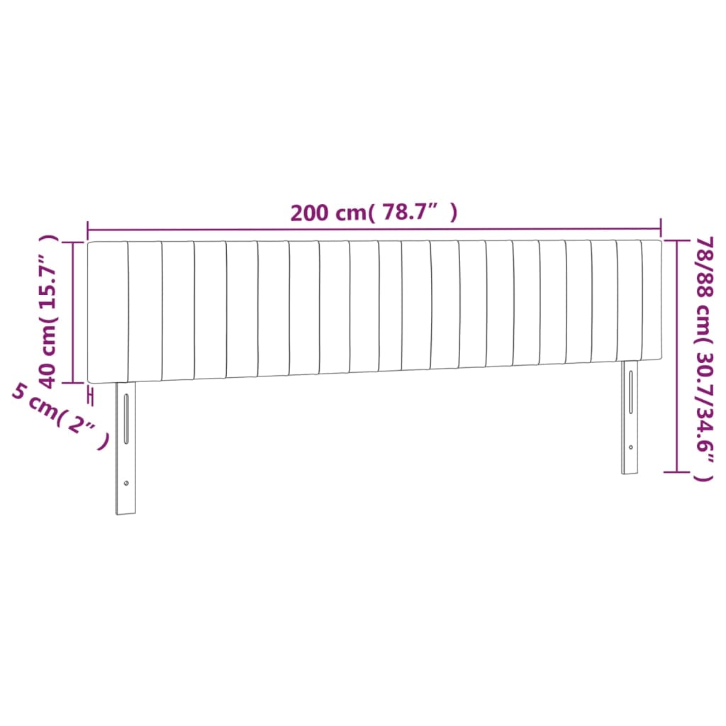 vidaXL sötétbarna szövet LED-es fejtámla 200x5x78/88 cm