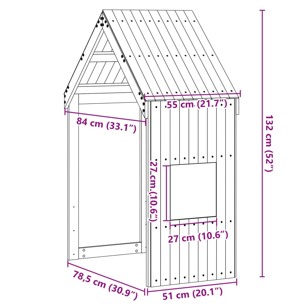 vidaXL tömör fenyőfa gyerekágytető 55 x 84 x 132 cm