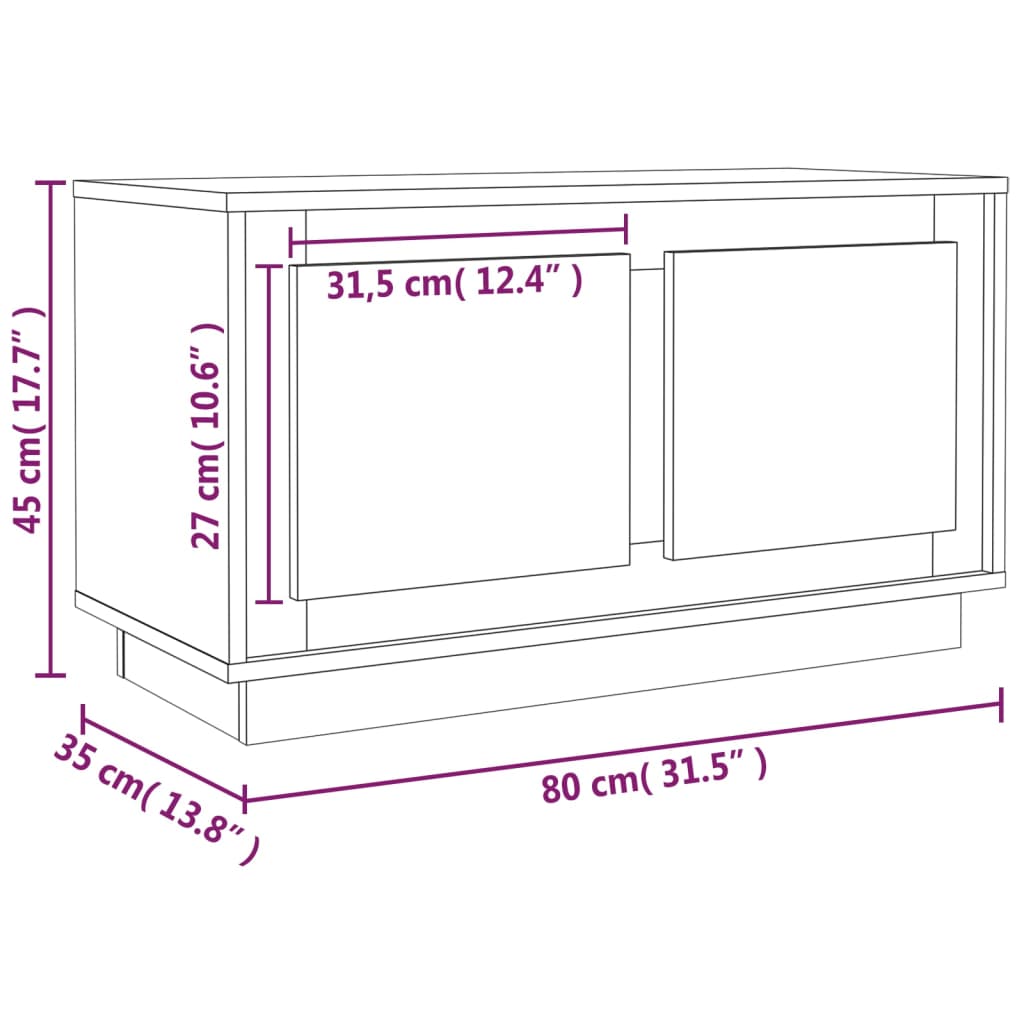 vidaXL szürke sonoma színű szerelt fa TV-szekrény 80x35x45 cm