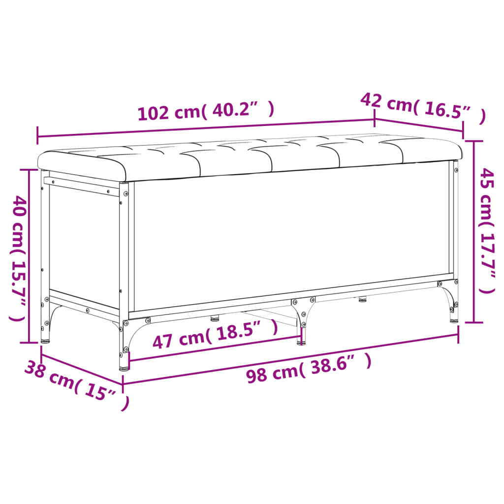 vidaXL sonoma tölgy színű szerelt fa tárolópad 102 x 42 x 45 cm