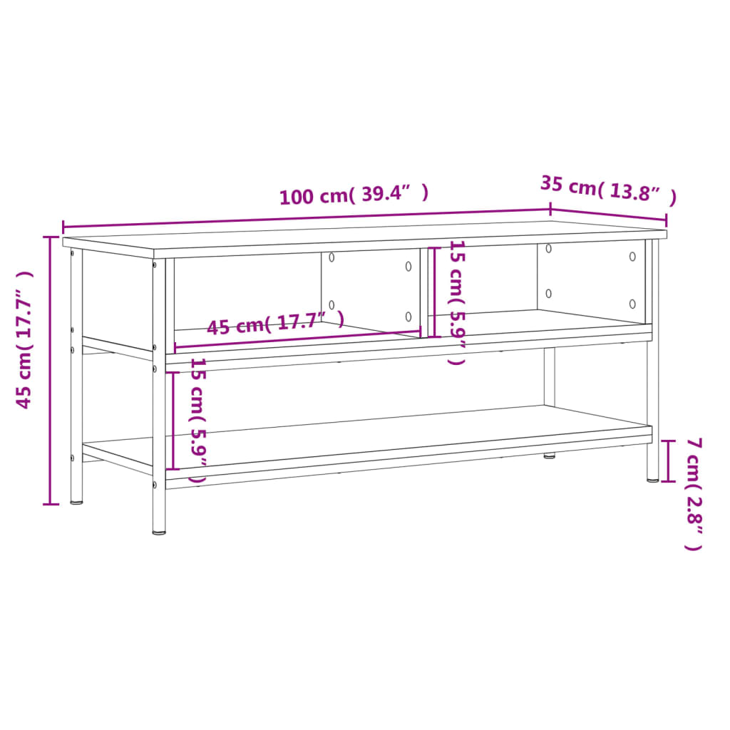 vidaXL fekete szerelt fa TV-szekrény 100 x 35 x 45 cm