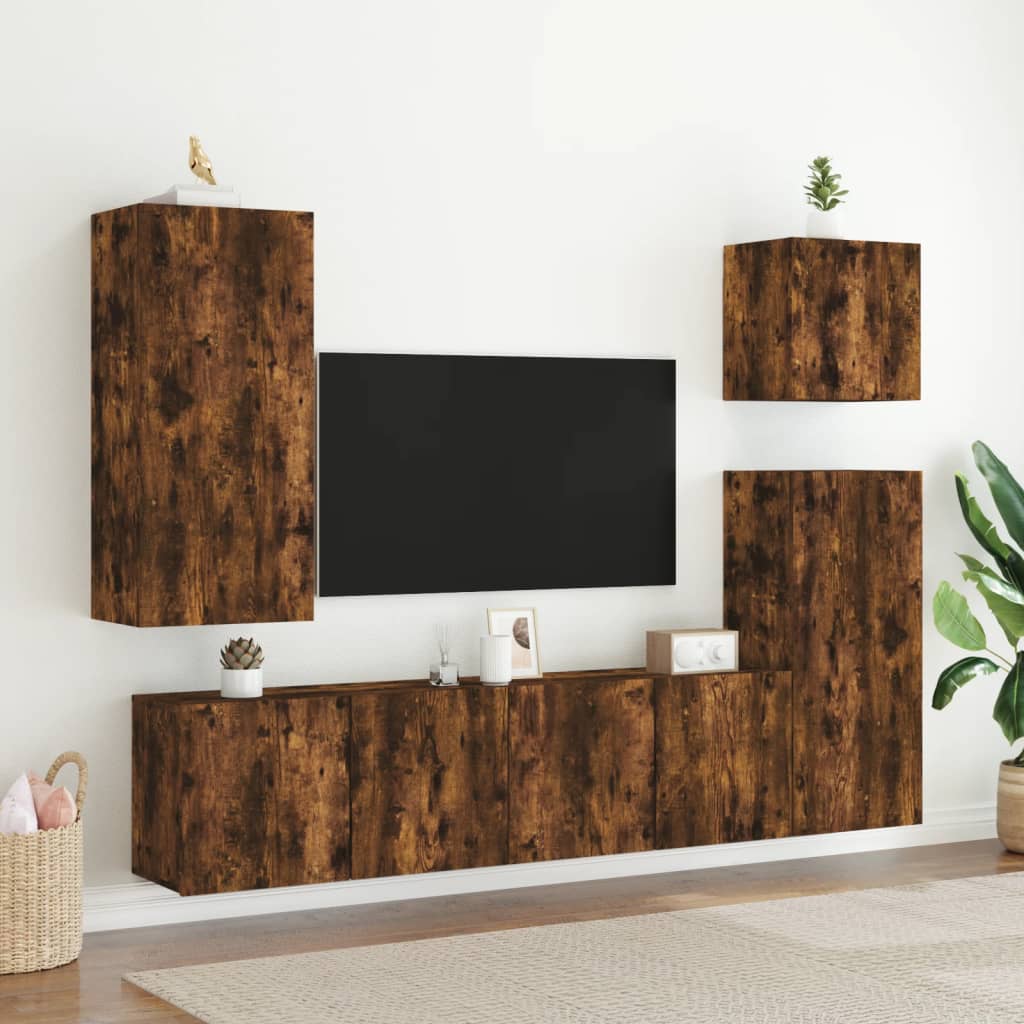 vidaXL füstös tölgyszínű falra szerelhető TV-szekrény 80x 30 x 41 cm