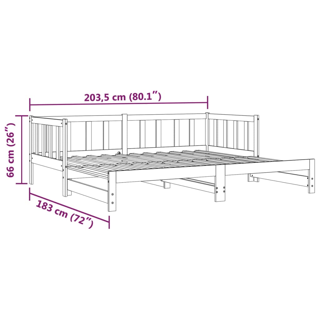 vidaXL fehér tömör fenyőfa kihúzható kanapéágy 2 x (90 x 200) cm