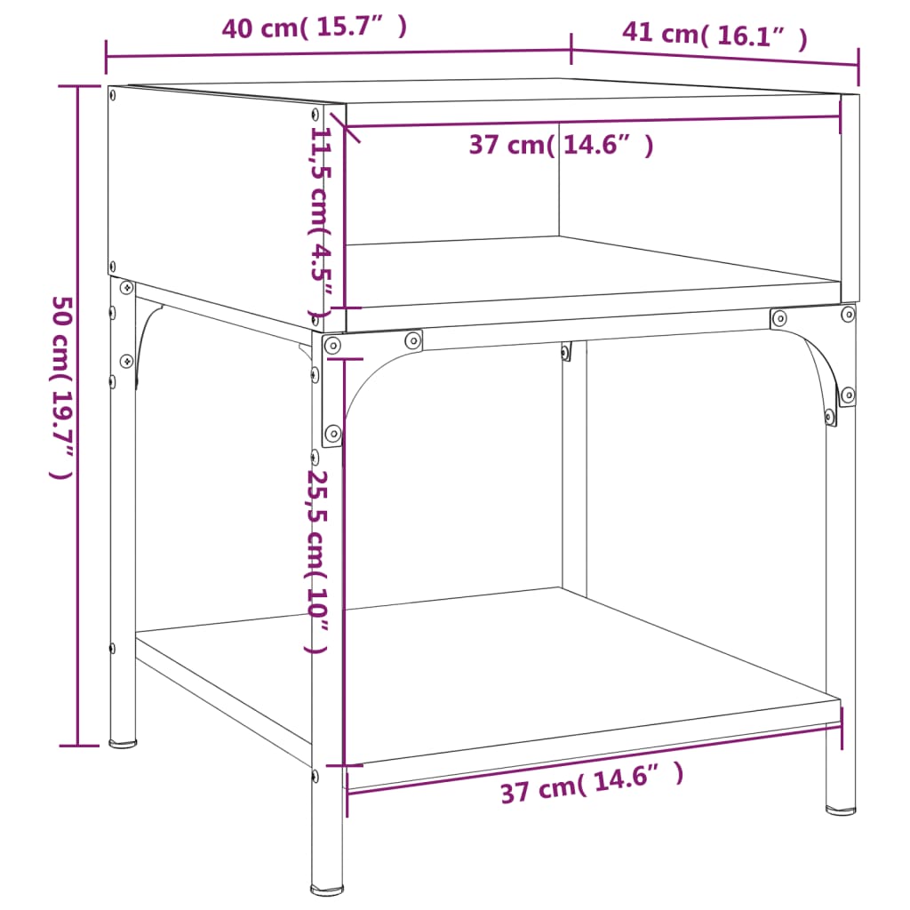 vidaXL 2 db sonoma tölgy színű szerelt fa éjjeliszekrény 40x41x50 cm