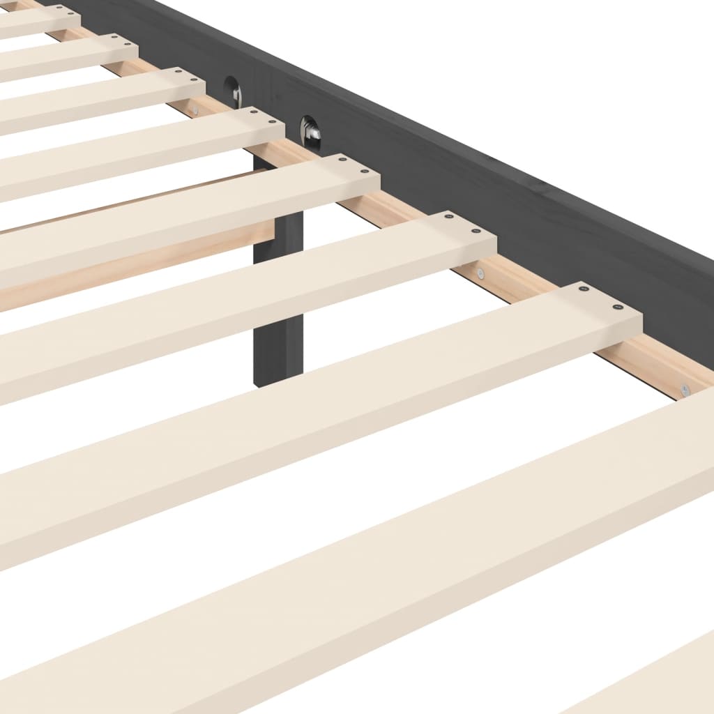 vidaXL szürke tömör fa ágykeret fejtámlával 200 x 200 cm