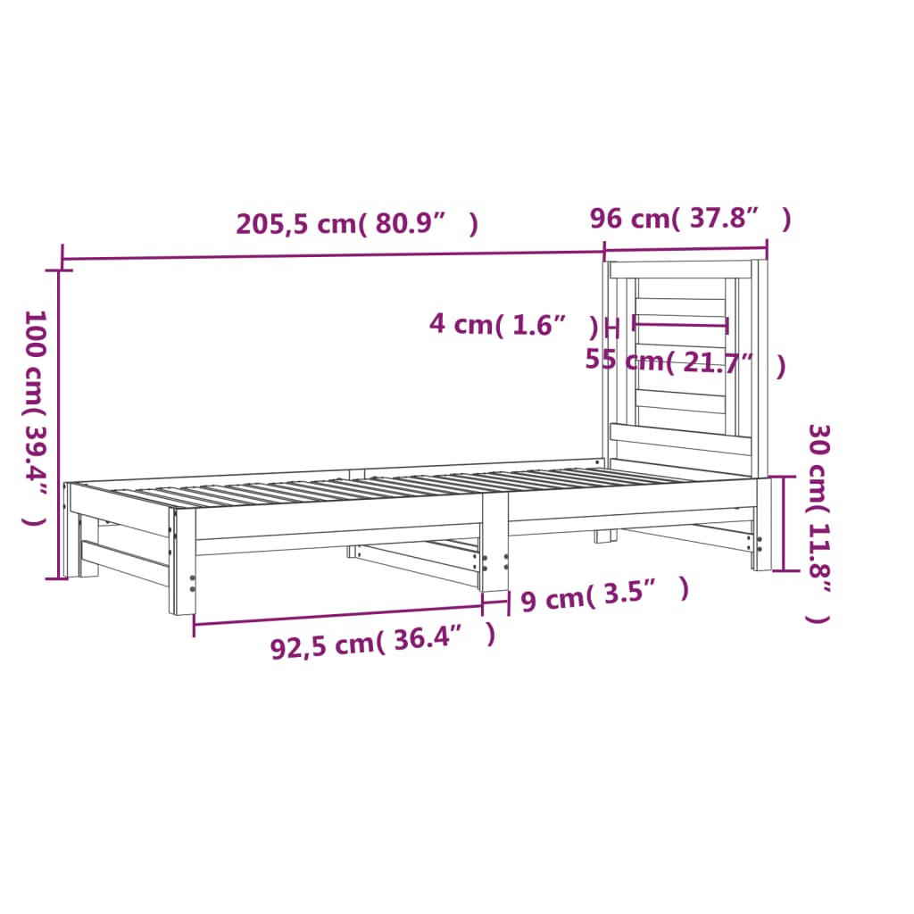 vidaXL mézbarna tömör fenyőfa kihúzható kanapéágy 2 x (90 x 200) cm