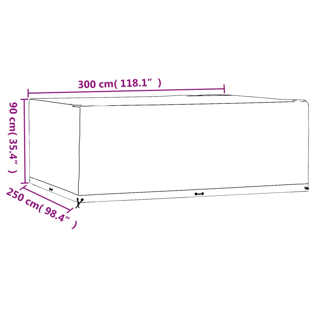 vidaXL téglalap alakú kerti bútorhuzat 16 fűzőlyukkal 300x250x90 cm