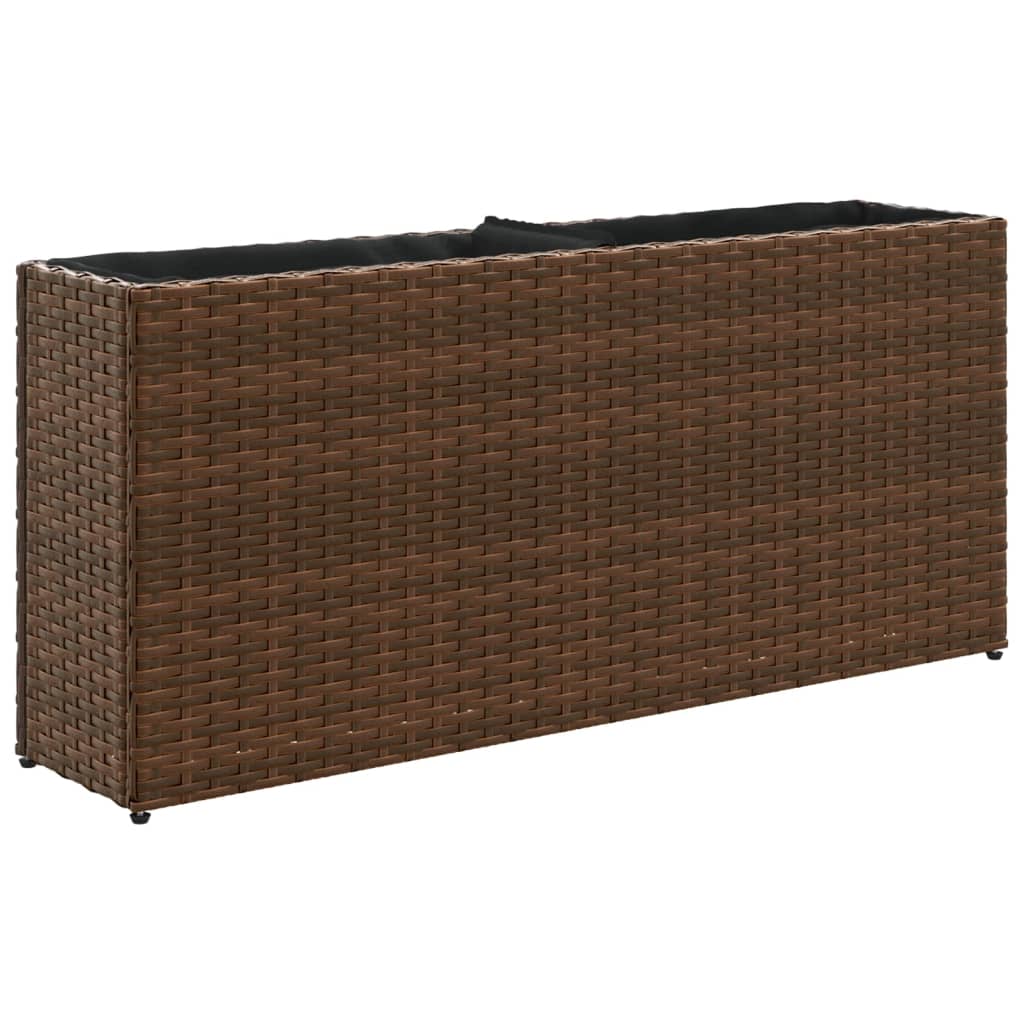 vidaXL 2 db barna polyrattan kerti ültetőláda 2 cseréppel 90x20x40 cm