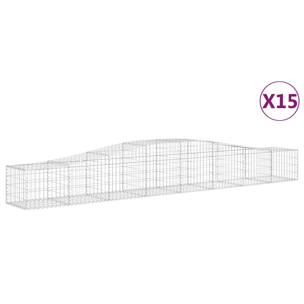 vidaXL 15 db íves horganyzott vas gabion kosár 400x50x40/60 cm