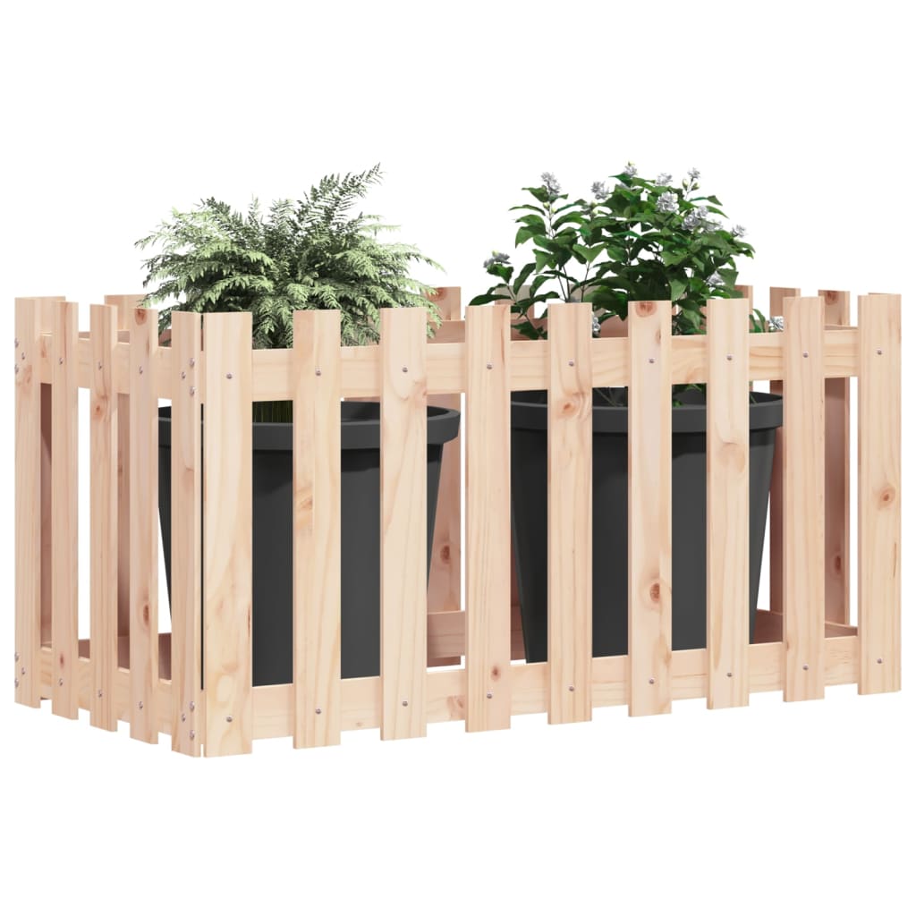 vidaXL tömör fenyőfa kerti magaságyás kerítéssel 100x50x50 cm