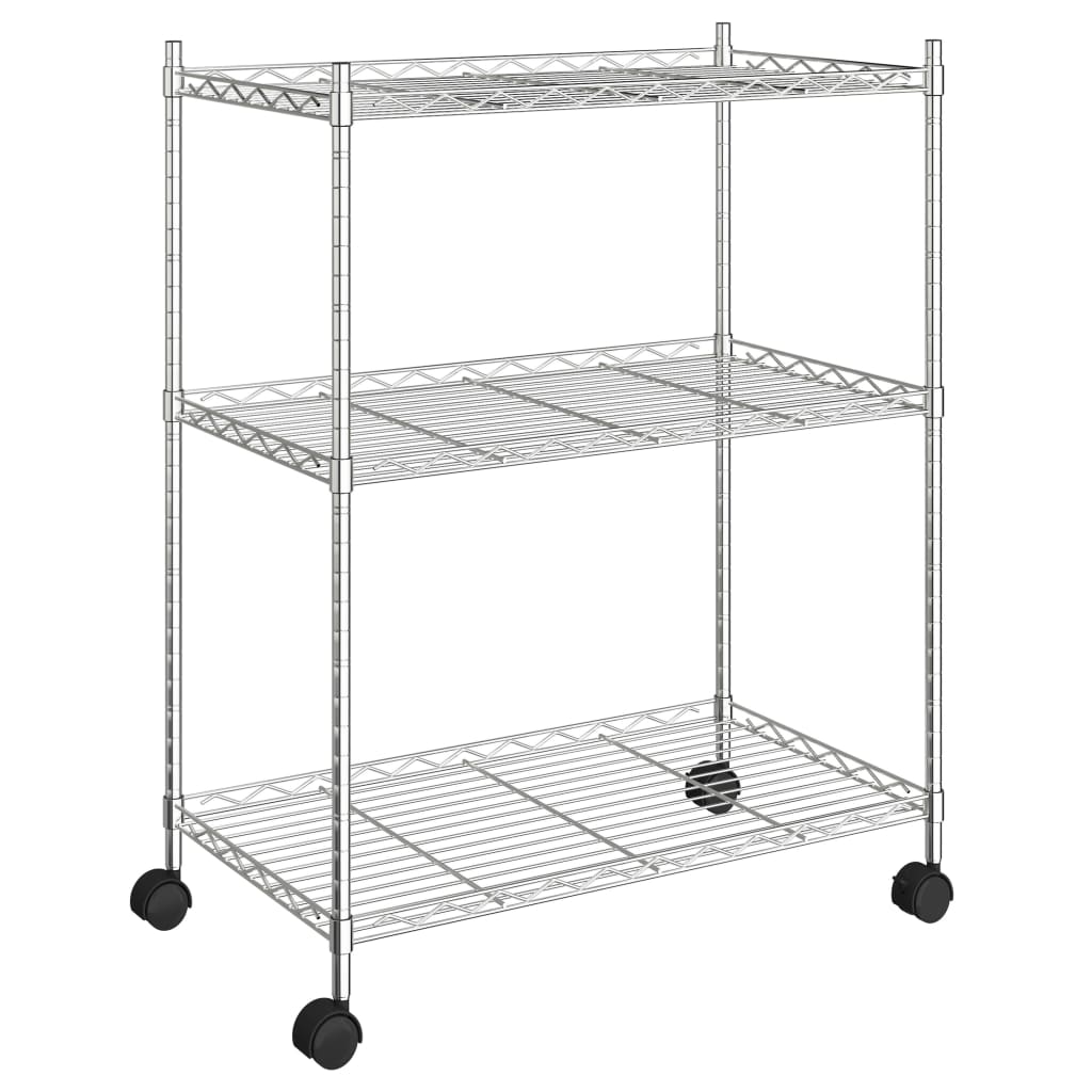 vidaXL 3 szintes króm tárolóállvány kerekekkel 150 kg 60 x 35 x 81 cm