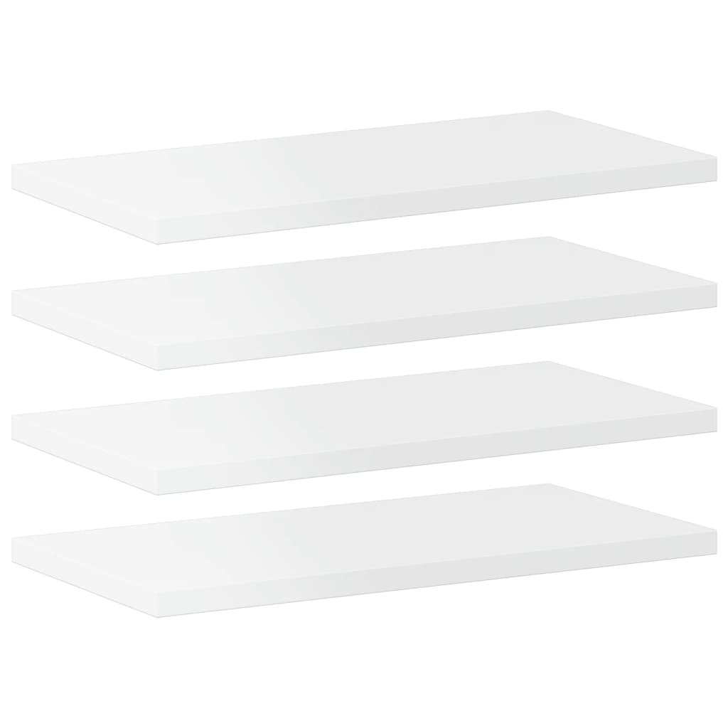 vidaXL 4 db magasfényű fehér szerelt fa könyvespolc 40 x 20 x 1,5 cm