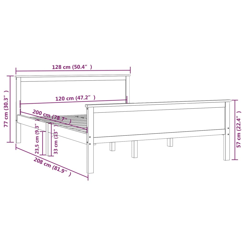 vidaXL mézbarna tömör fenyőfa ágykeret 120 x 200 cm