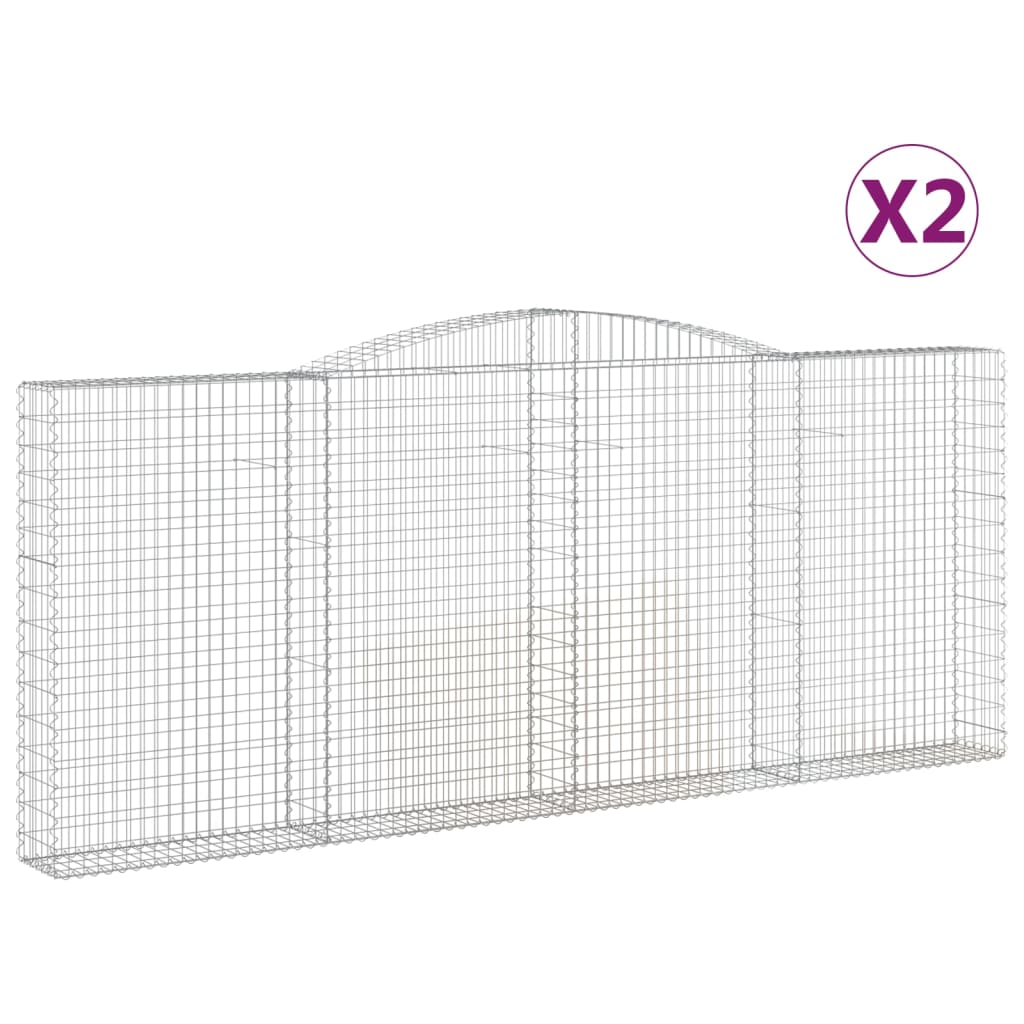 vidaXL 2 db íves horganyzott vas gabion kosár 400x30x160/180 cm