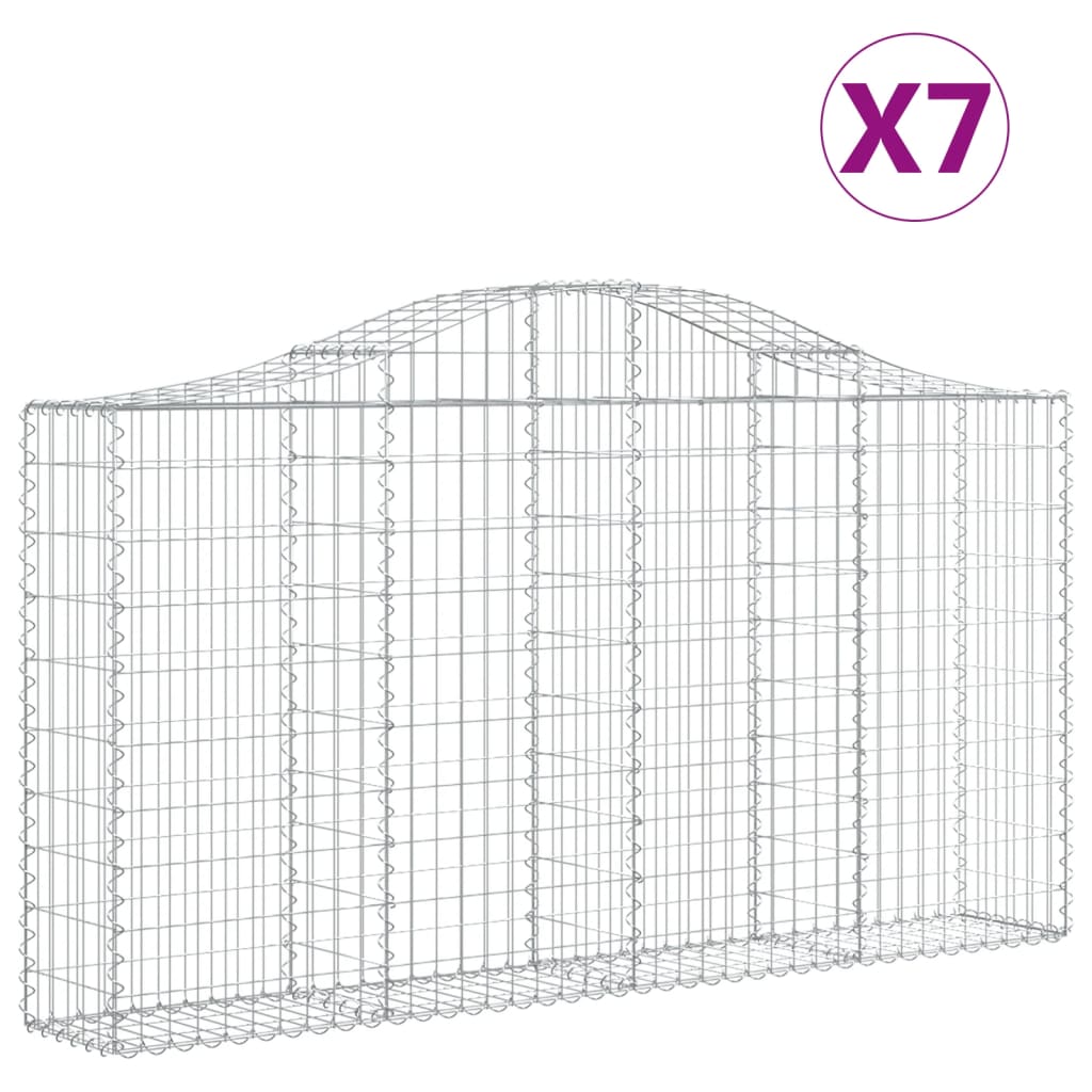 vidaXL 7 db íves horganyzott vas gabion kosár 200x30x100/120 cm