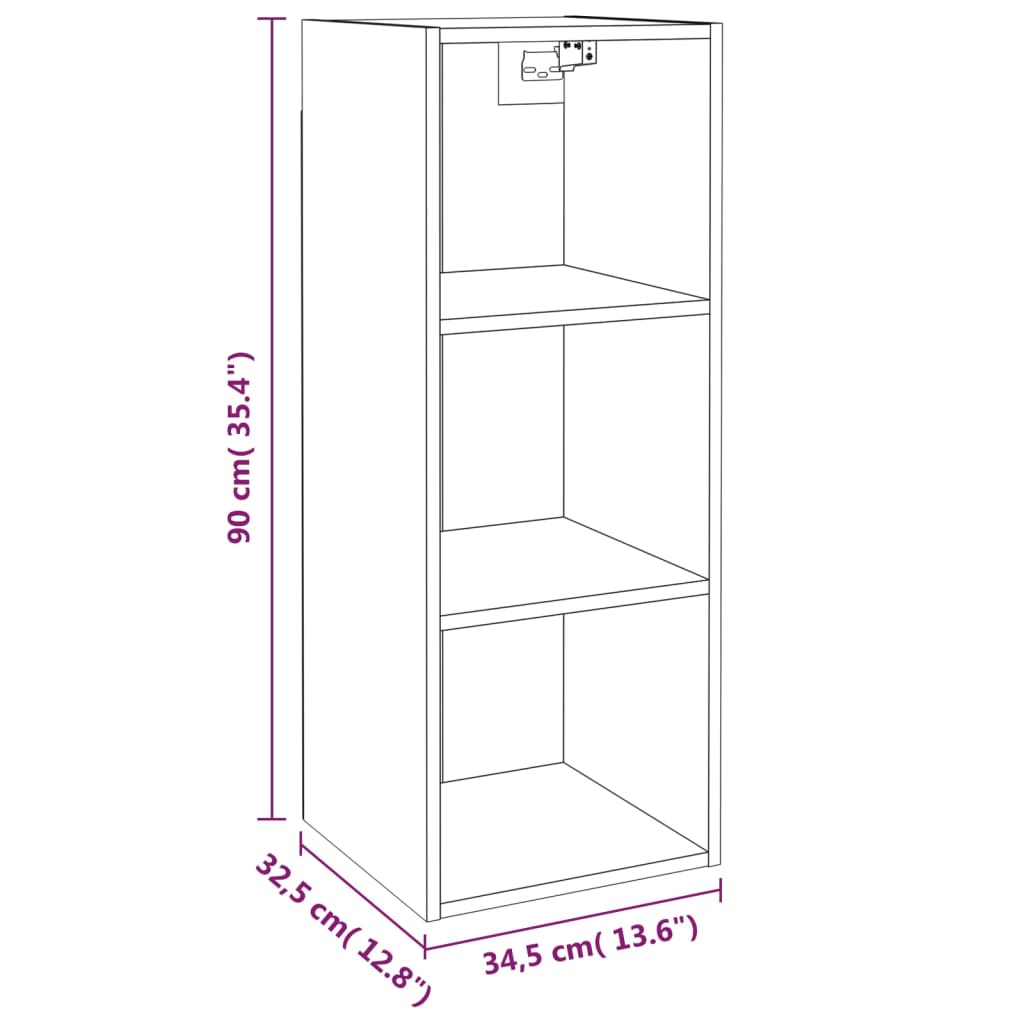 vidaXL betonszürke szerelt fa faliszekrény 34,5 x 32,5 x 90 cm