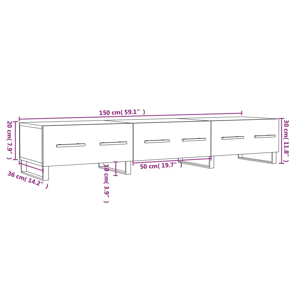 vidaXL sonoma tölgy színű szerelt fa TV-szekrény 150 x 36 x 30 cm