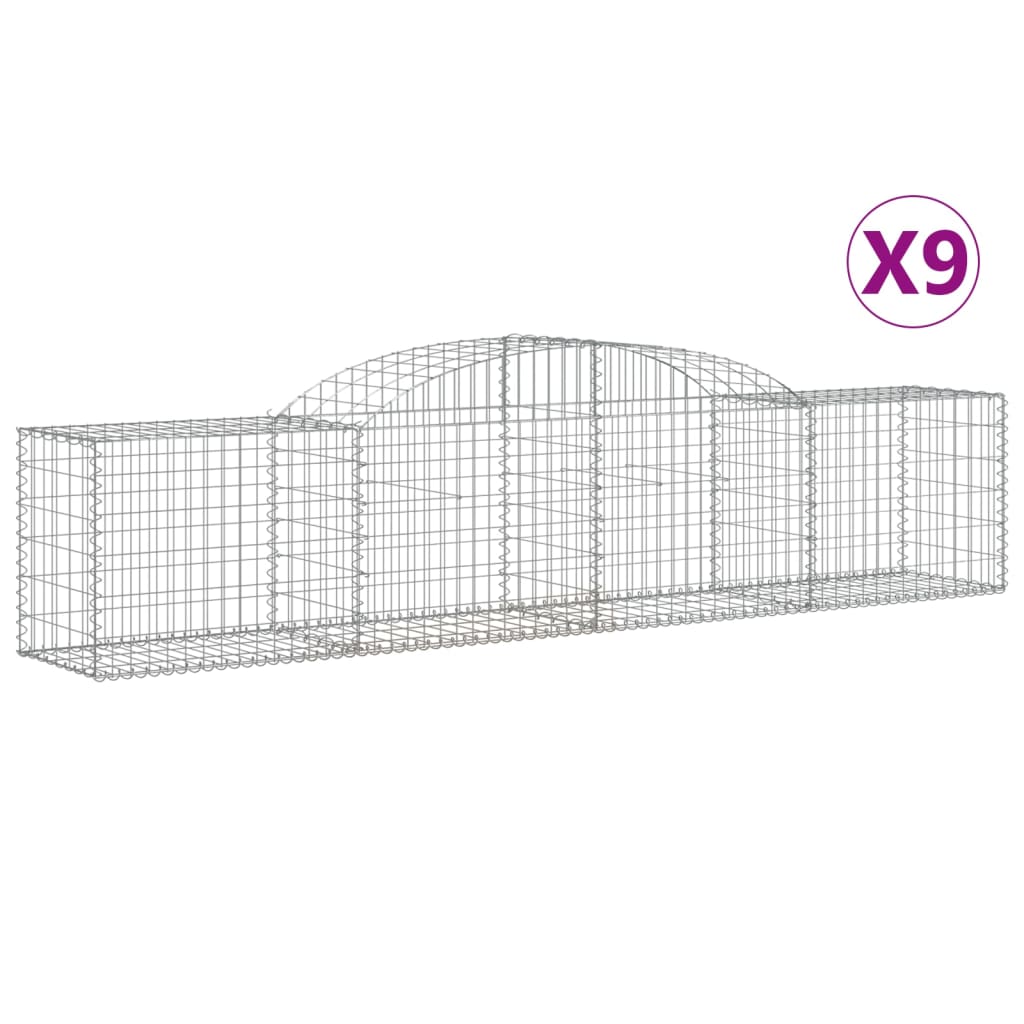 vidaXL 9 db íves horganyzott vas gabion kosár 300x50x60/80 cm