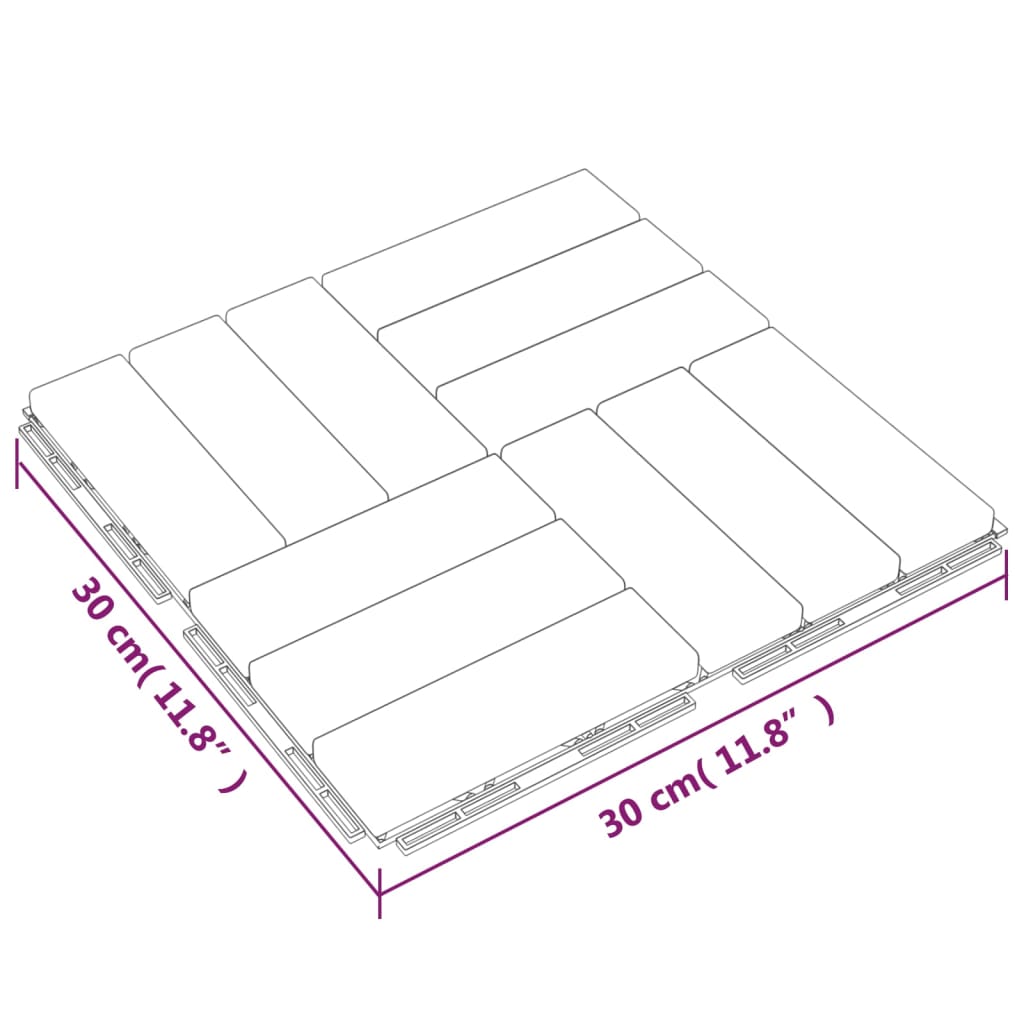 vidaXL 20 db tömör tíkfa padlólap 30 x 30 cm