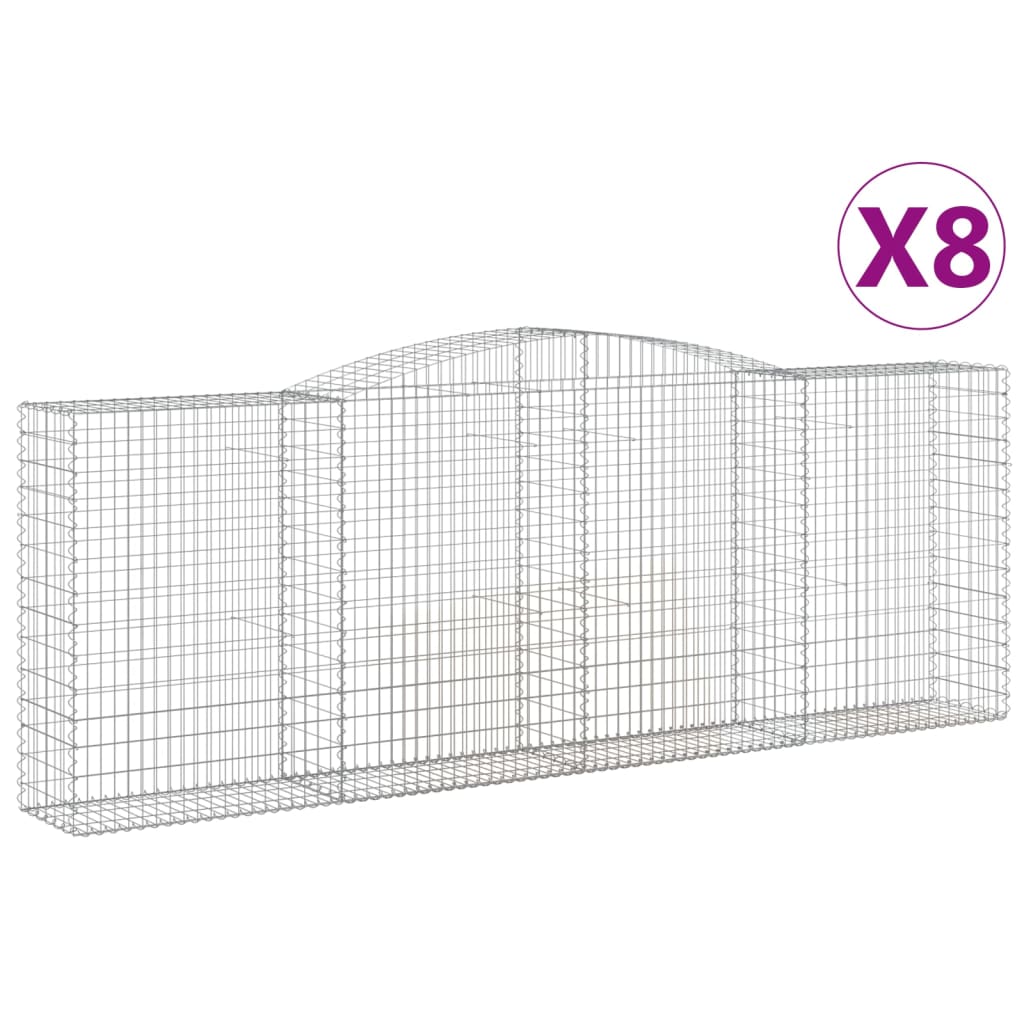 vidaXL 8 db íves horganyzott vas gabion kosár 400x50x140/160 cm