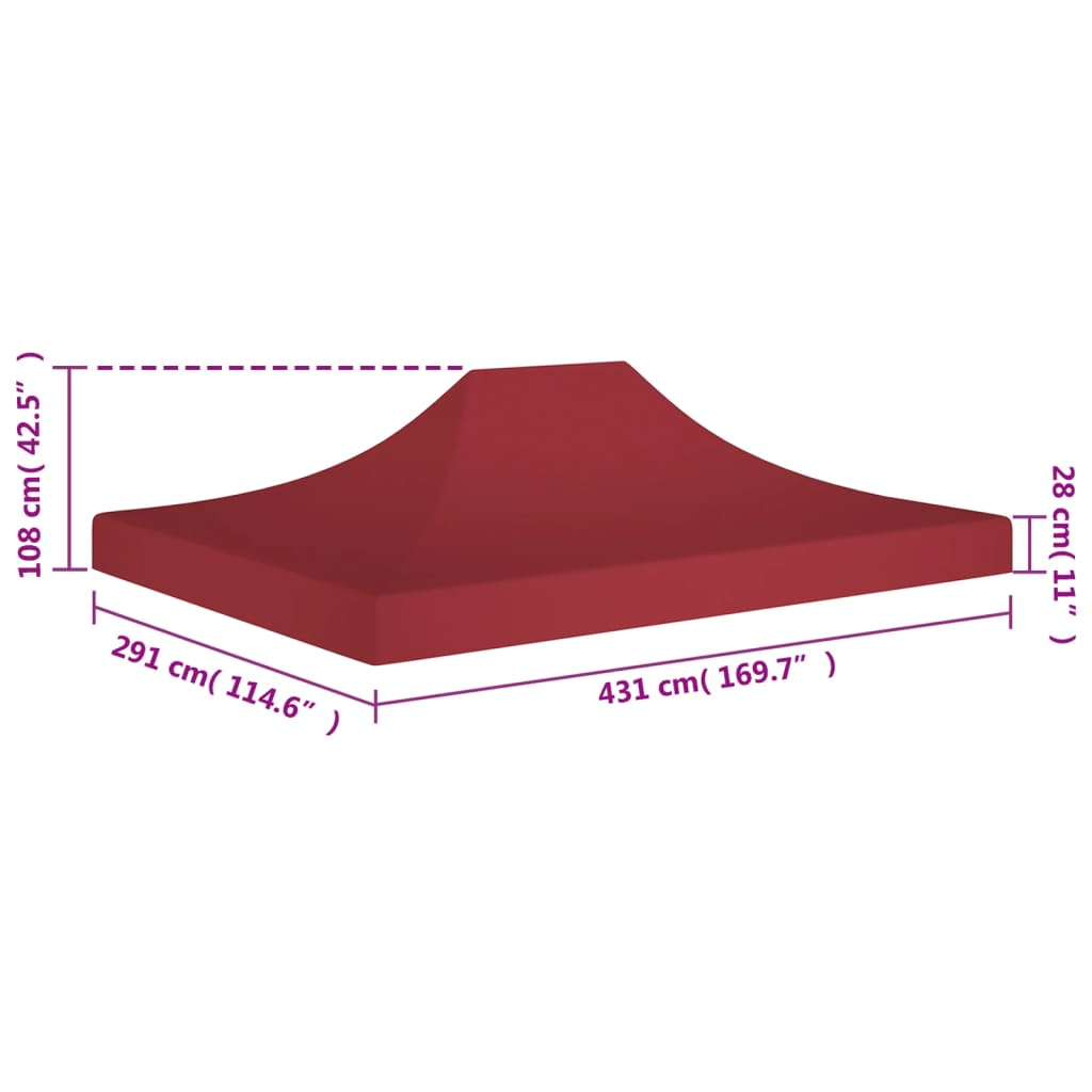 vidaXL burgundi vörös tető partisátorhoz 4,5 x 3 m 270 g/m²