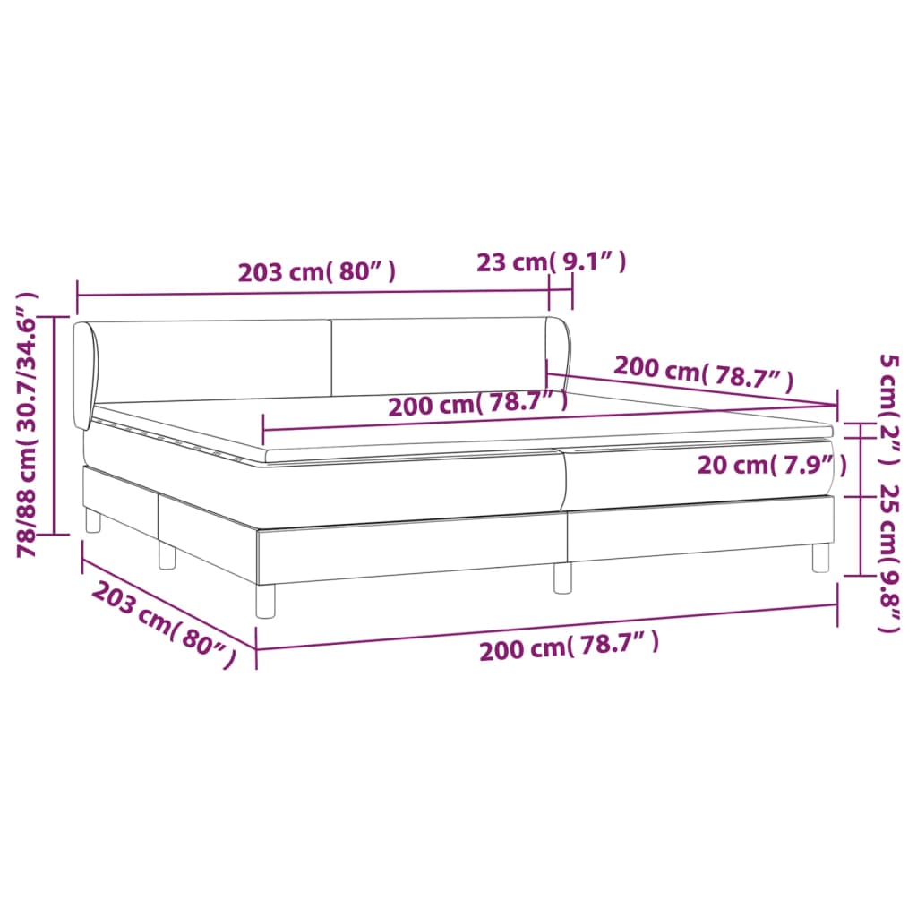 vidaXL fekete szövet rugós ágy matraccal 200 x 200 cm