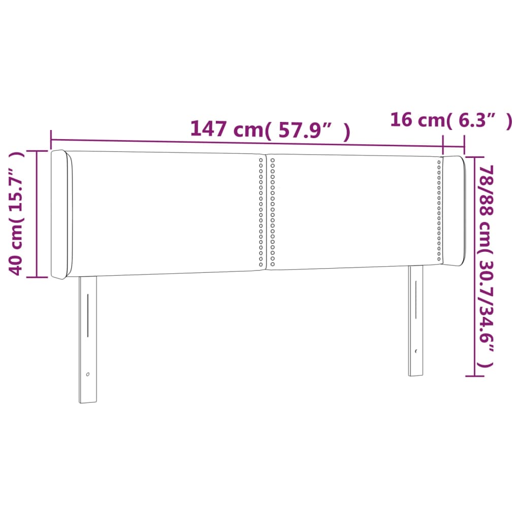 vidaXL fehér műbőr LED-es fejtámla 147x16x78/88 cm