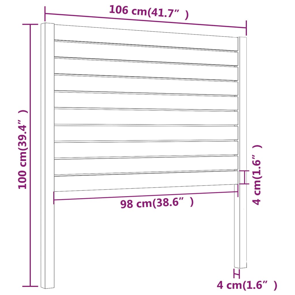 vidaXL fehér tömör fenyőfa ágyfejtámla 106 x 4 x 100 cm