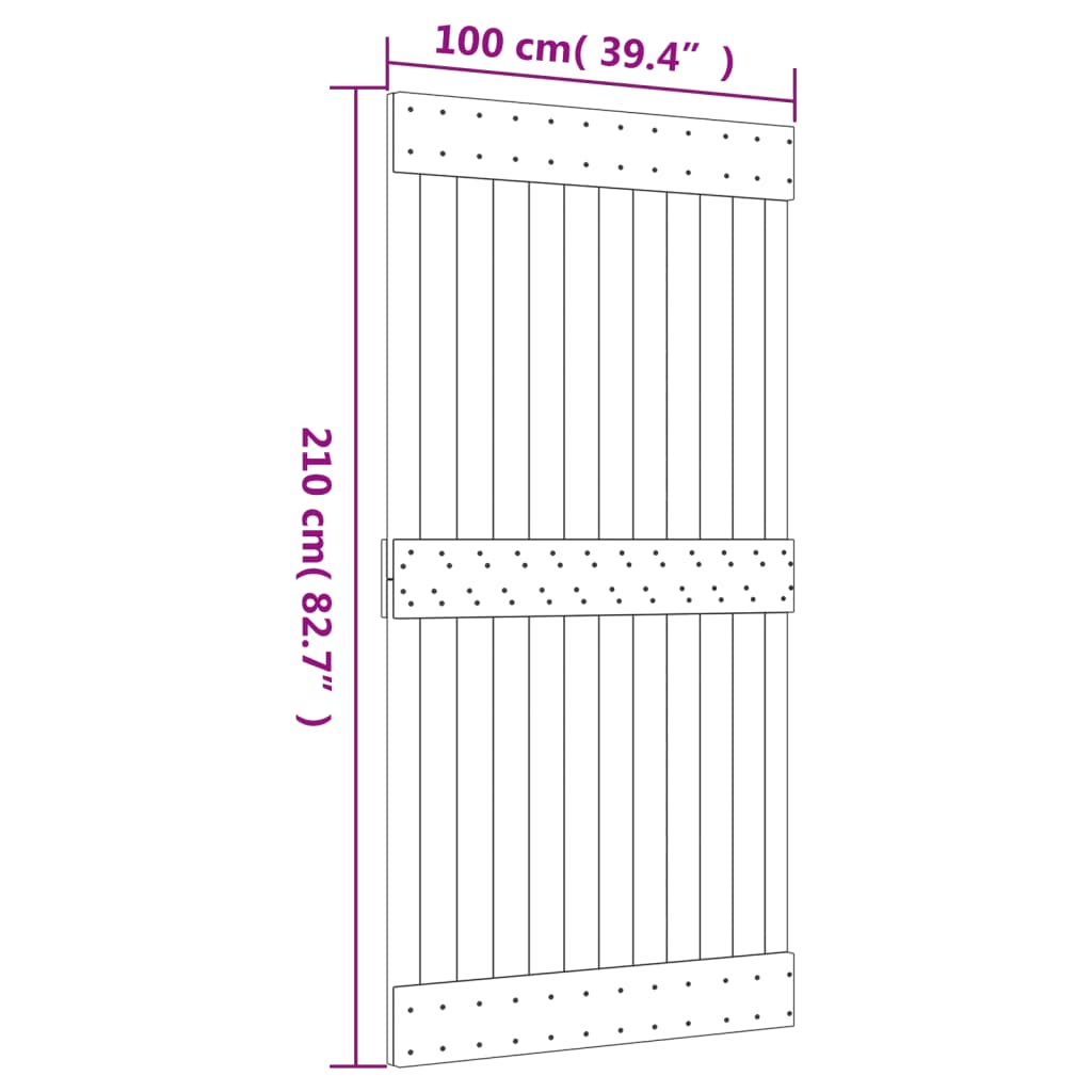 vidaXL NARVIK tömör fenyőfa ajtó 100 x 210 cm