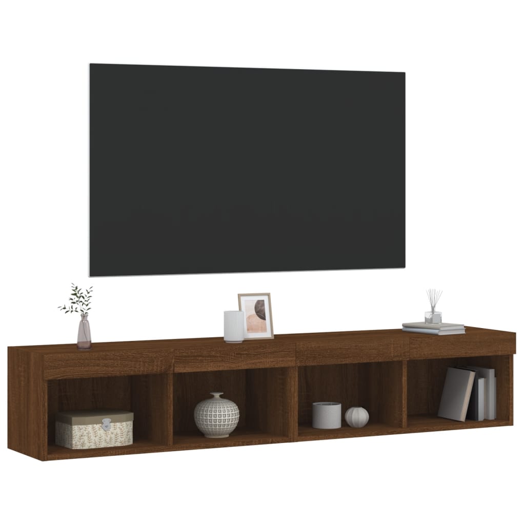 vidaXL 2 db barna tölgy színű TV-szekrény LED-ekkel 80x30x30 cm