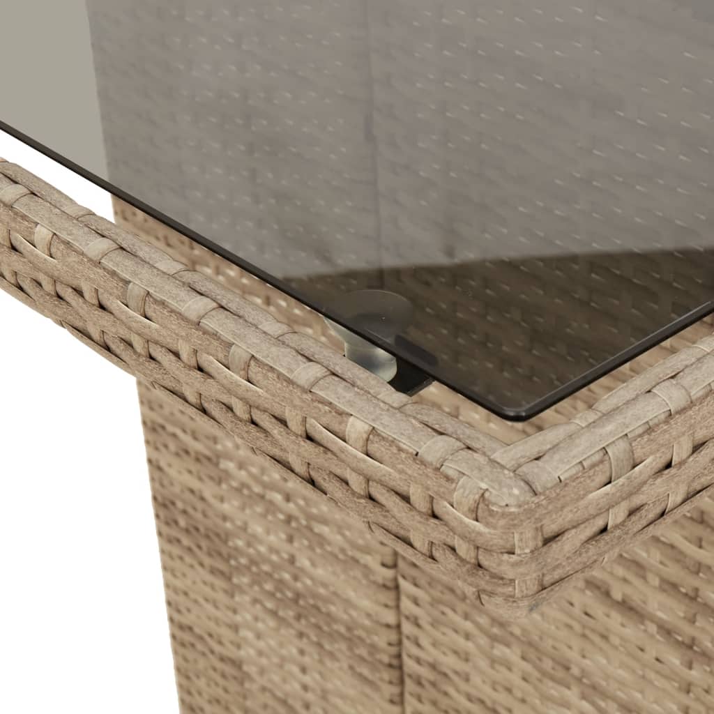 vidaXL bézs polyrattan üveglapos kerti asztal 190x80x74 cm