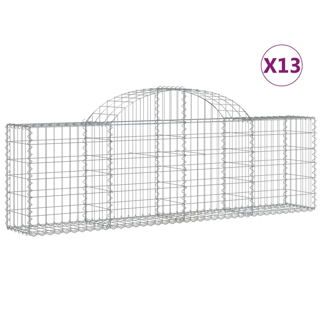 vidaXL 13 db íves horganyzott vas gabion kosár 200x30x60/80 cm