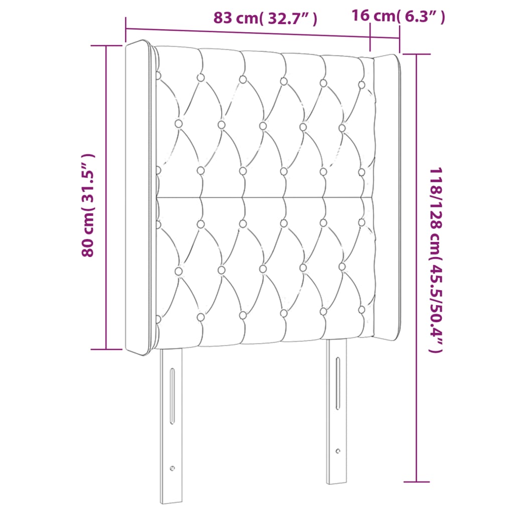 vidaXL sötétzöld bársony LED-es fejtámla 83x16x118/128 cm