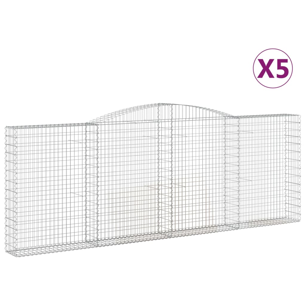 vidaXL 5 db íves horganyzott vas gabion kosár 400x30x140/160 cm