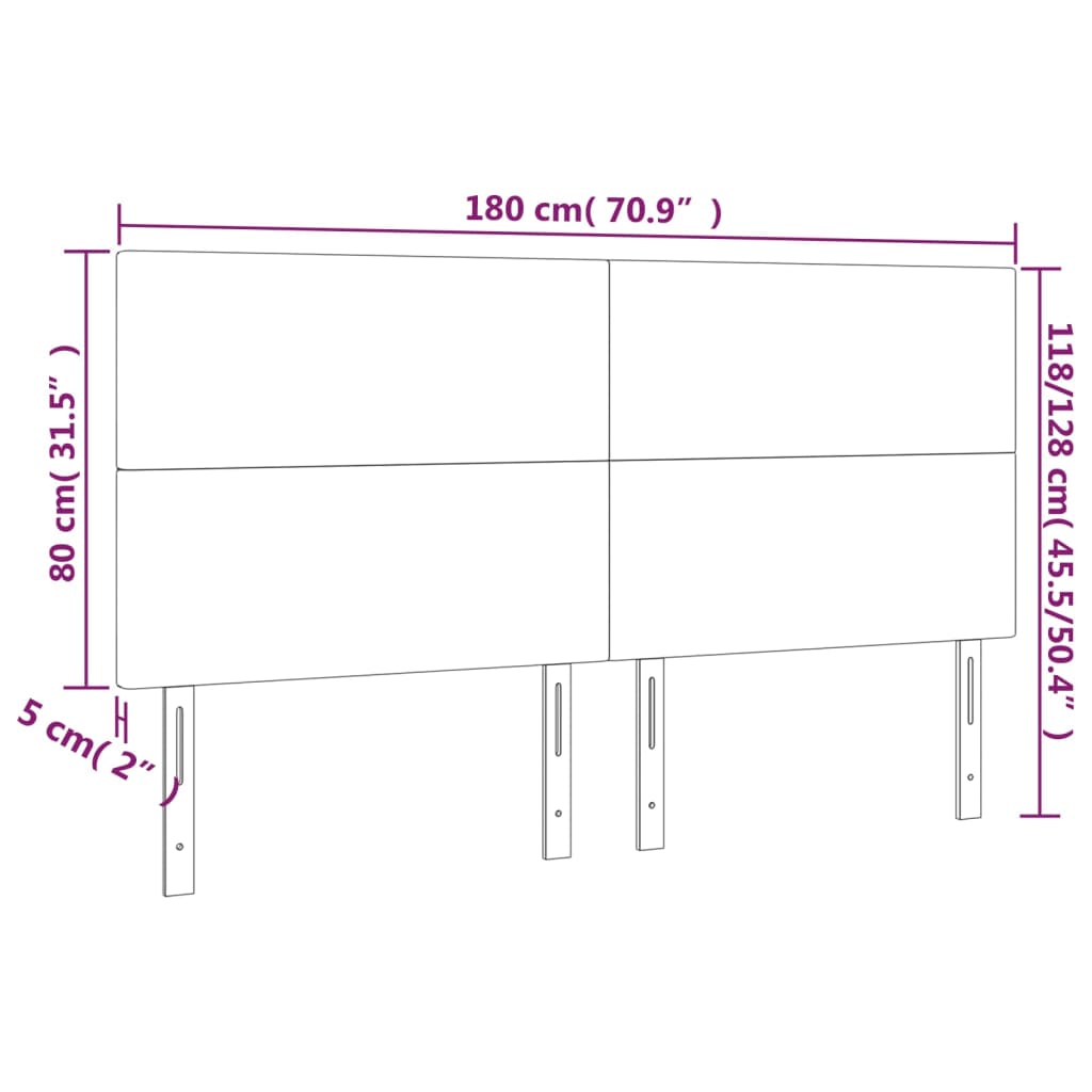 vidaXL cappuccino műbőr LED-es fejtámla 180x5x118/128 cm