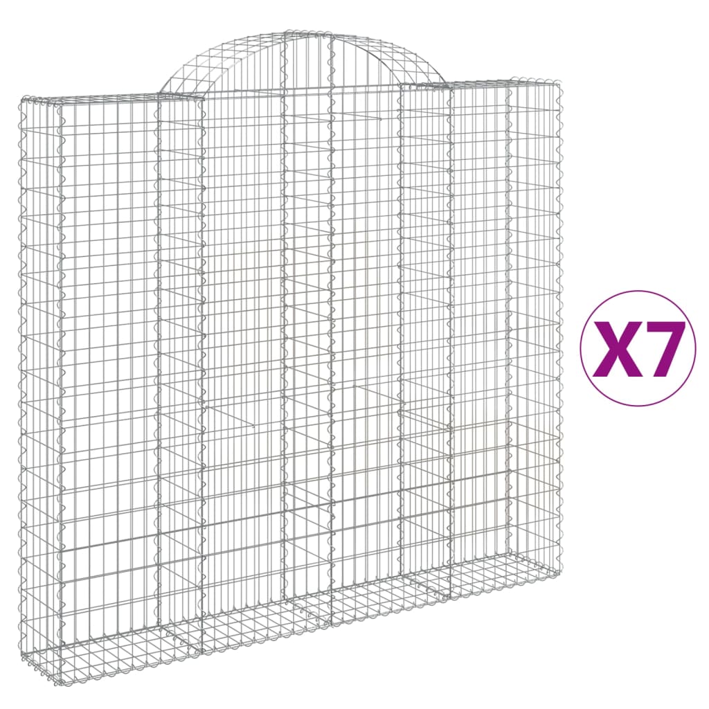 vidaXL 7 db íves horganyzott vas gabion kosár 200x30x180/200 cm