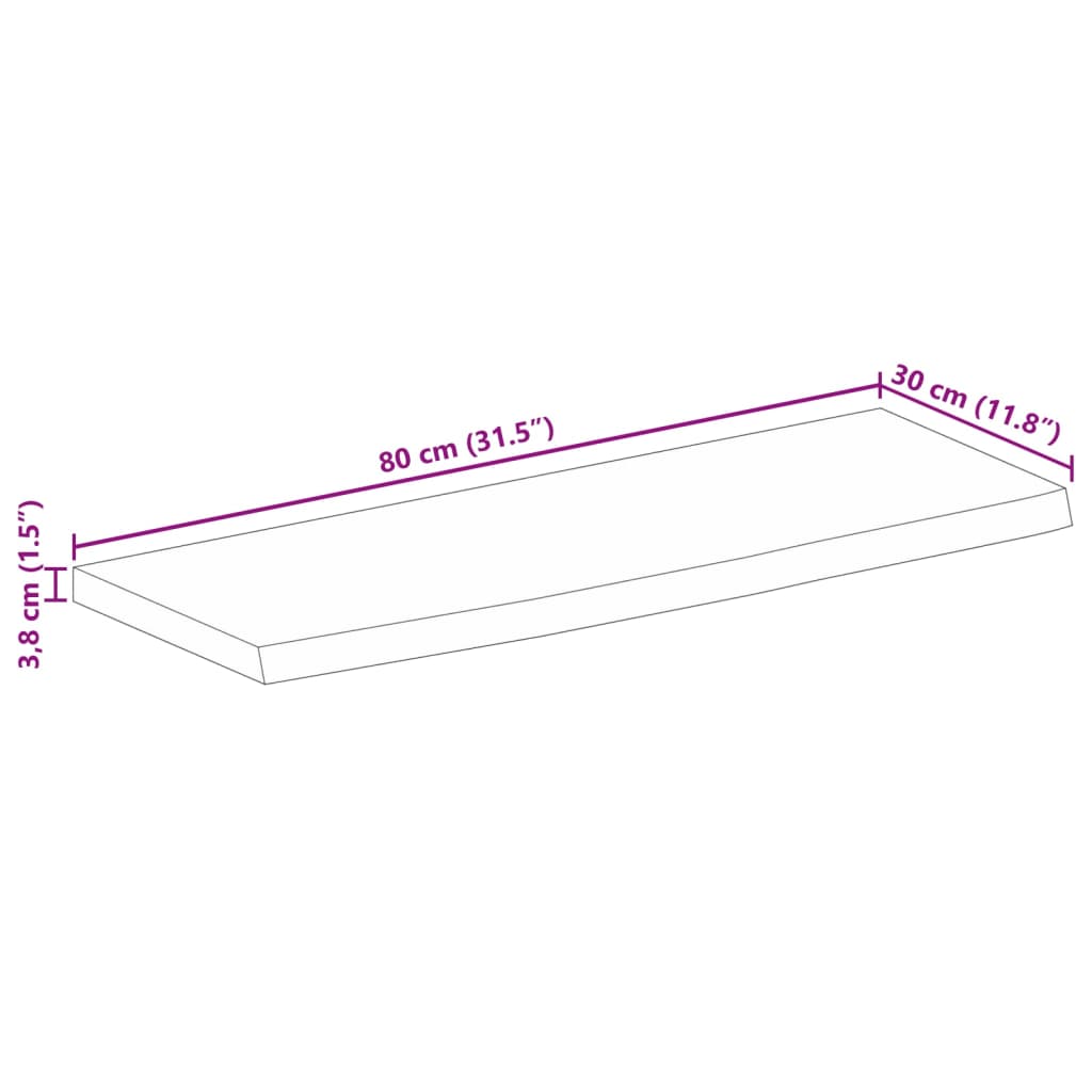 vidaXL tömör nyers mangófa természetes élű asztallap 80 x 30 x 3,8 cm