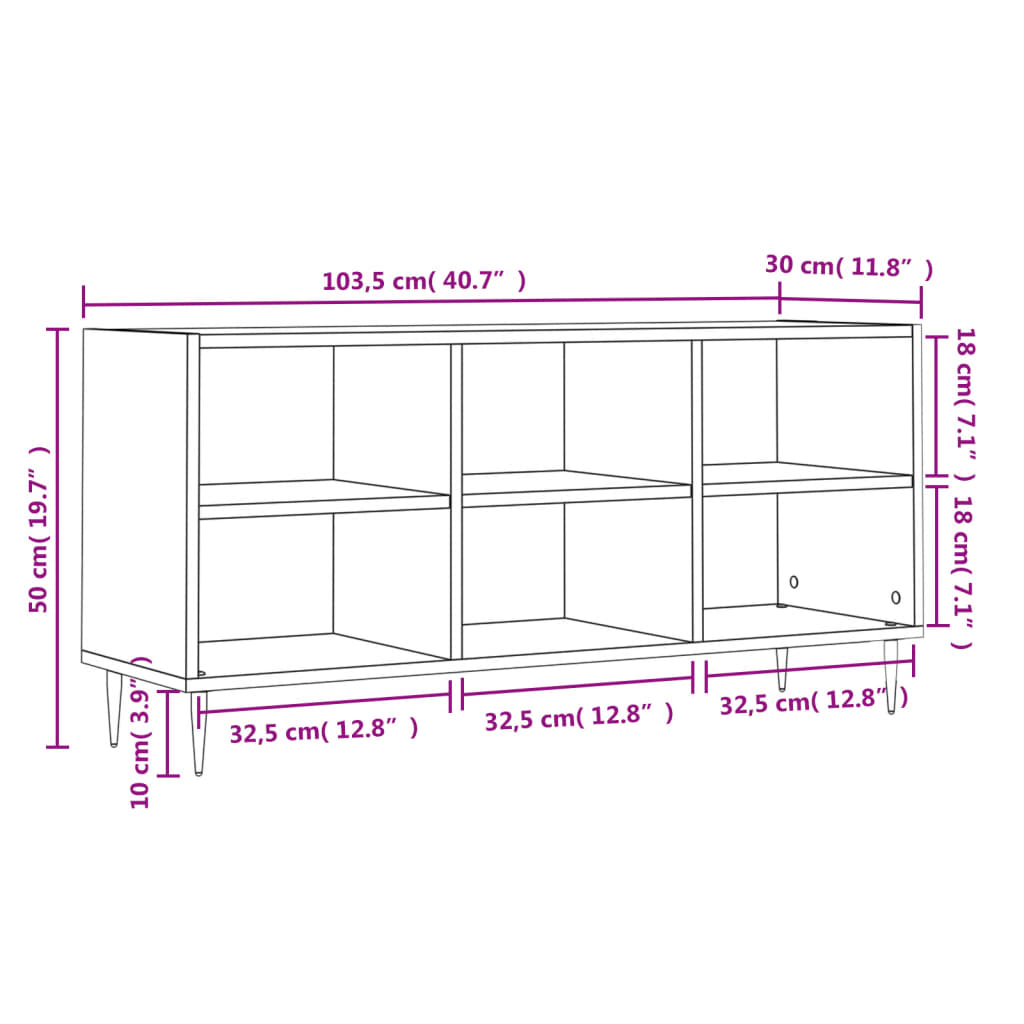 vidaXL fehér szerelt fa TV-szekrény 103,5x30x50 cm