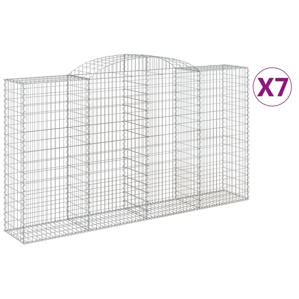 vidaXL 7 db íves horganyzott vas gabion kosár 300x50x160/180 cm