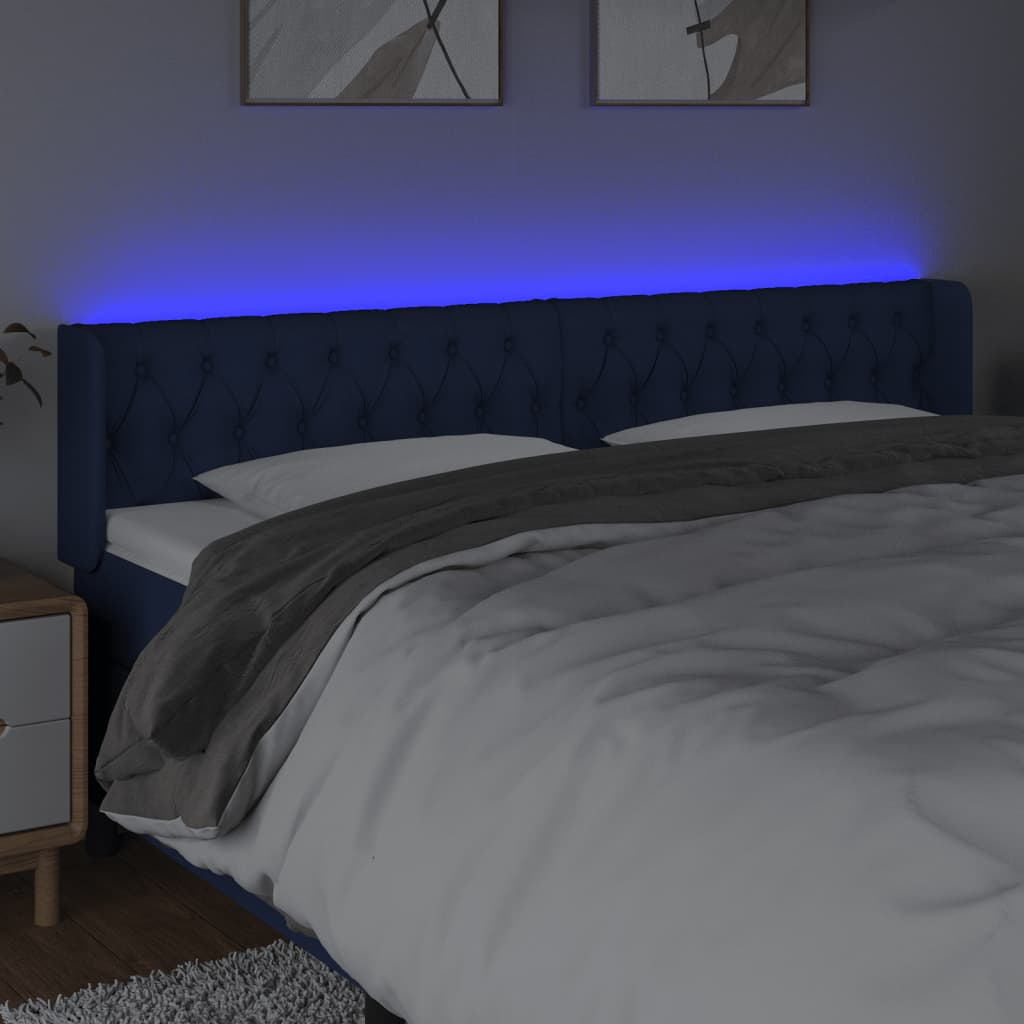 vidaXL kék szövet LED-es fejtámla 203 x 16 x 78/88 cm