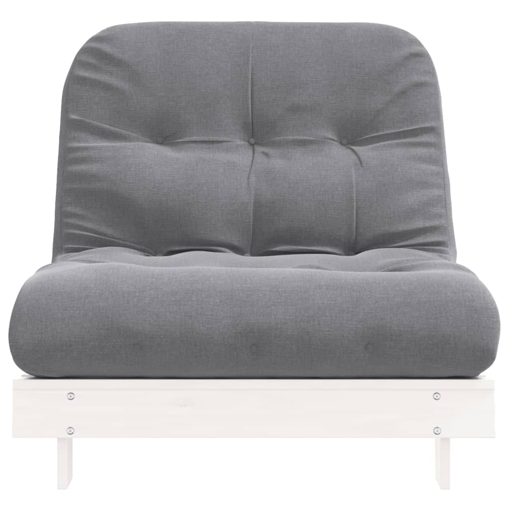 vidaXL fehér tömör fenyőfa futon kanapéágy matraccal 80 x 206 x 11 cm