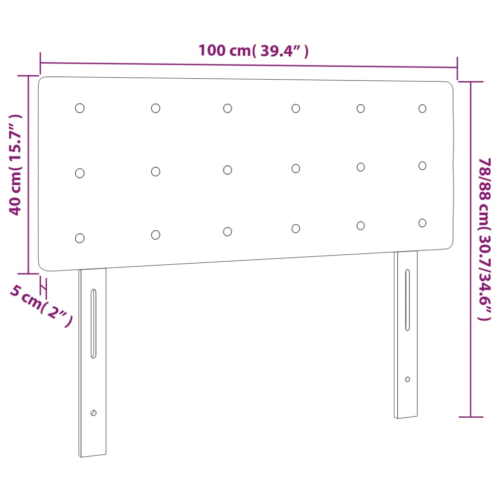 vidaXL fekete szövet fejtámla 100x5x78/88 cm