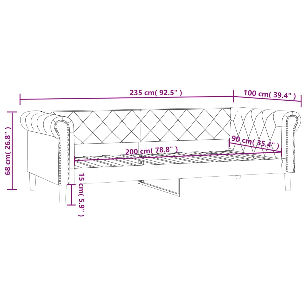 vidaXL krémszínű műbőr kanapéágy 90 x 200 cm