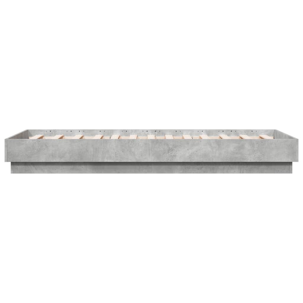 vidaXL betonszürke ágykeret LED-világítással 75x190 cm