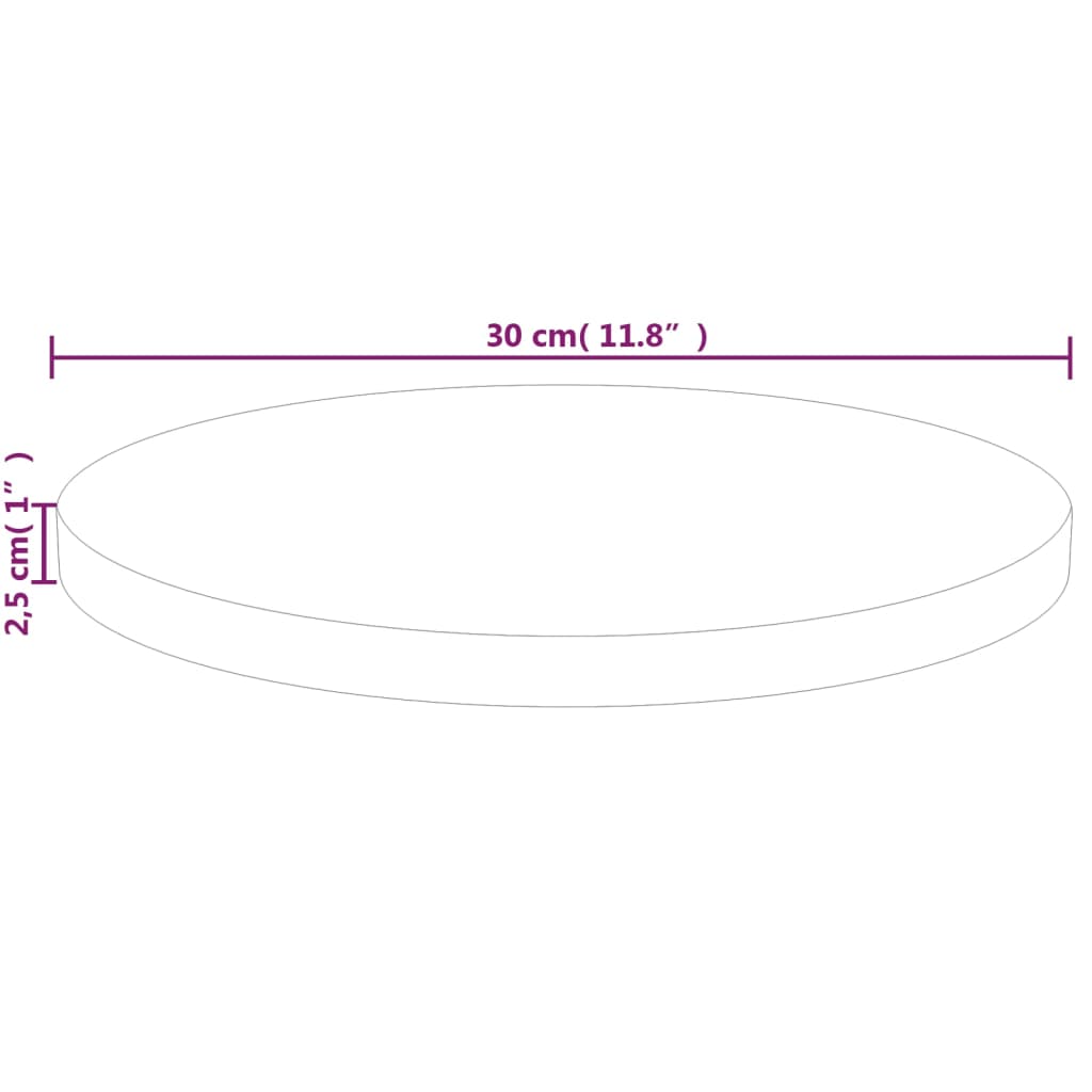 vidaXL kerek kezeletlen tömör tölgyfa asztallap Ø30 x 2,5 cm