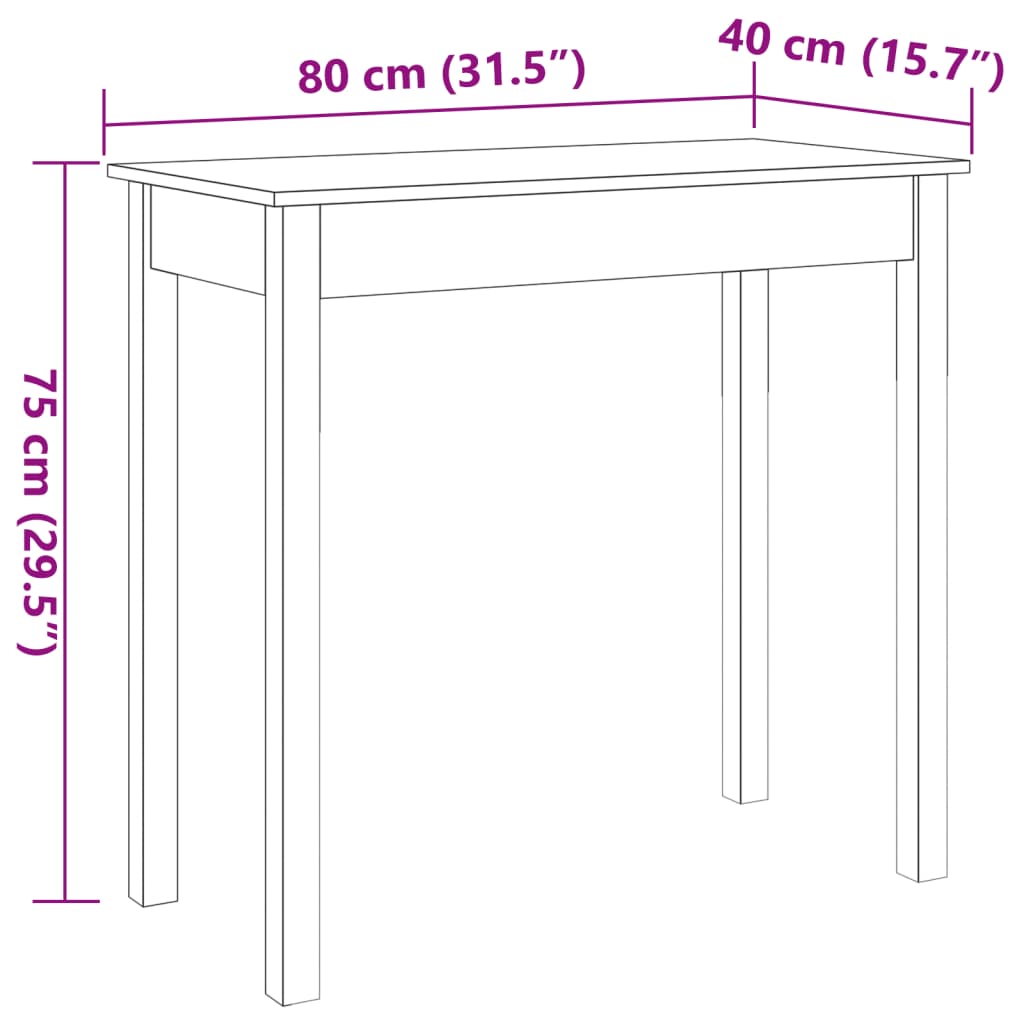 vidaXL viaszbarna tömör fenyőfa tálalóasztal 80x40x75 cm