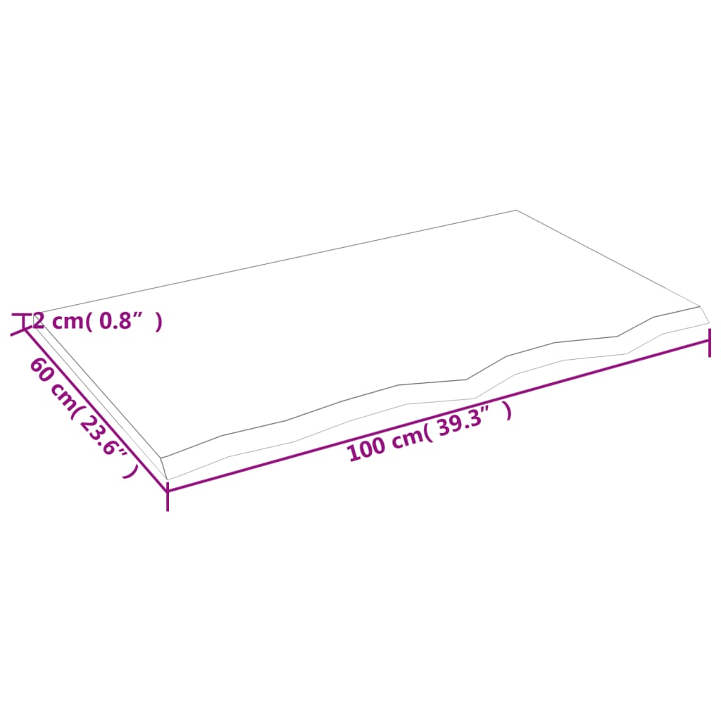 vidaXL világosbarna kezelt tömör tölgyfa asztallap 100 x 60 x 2 cm