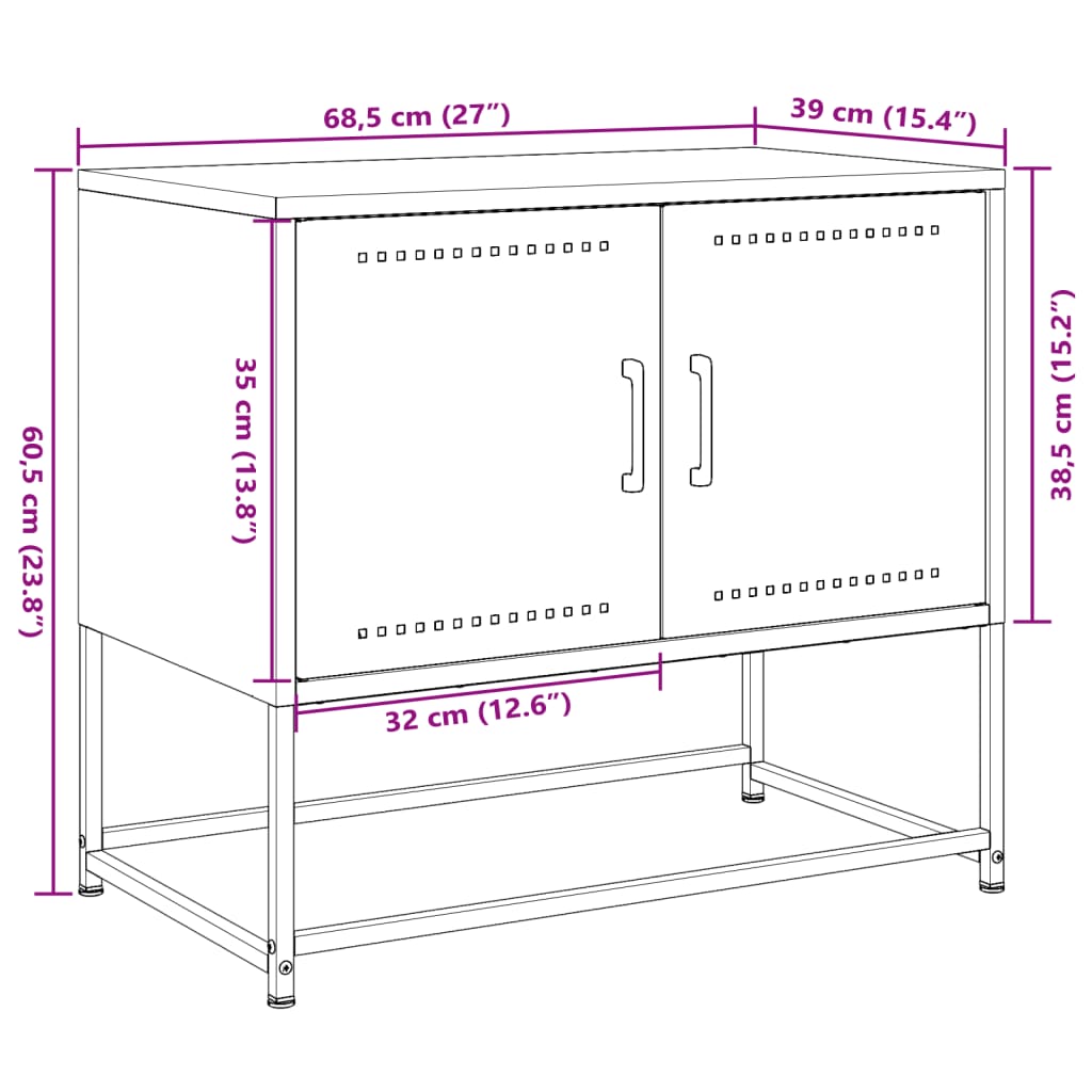 vidaXL mustársárga acél TV-szekrény 68,5x39x60,5 cm