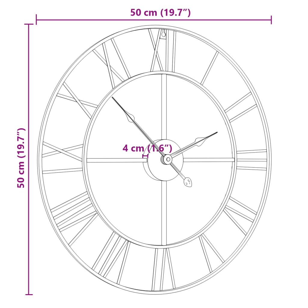 vidaXL fekete vas falióra Ø50 cm