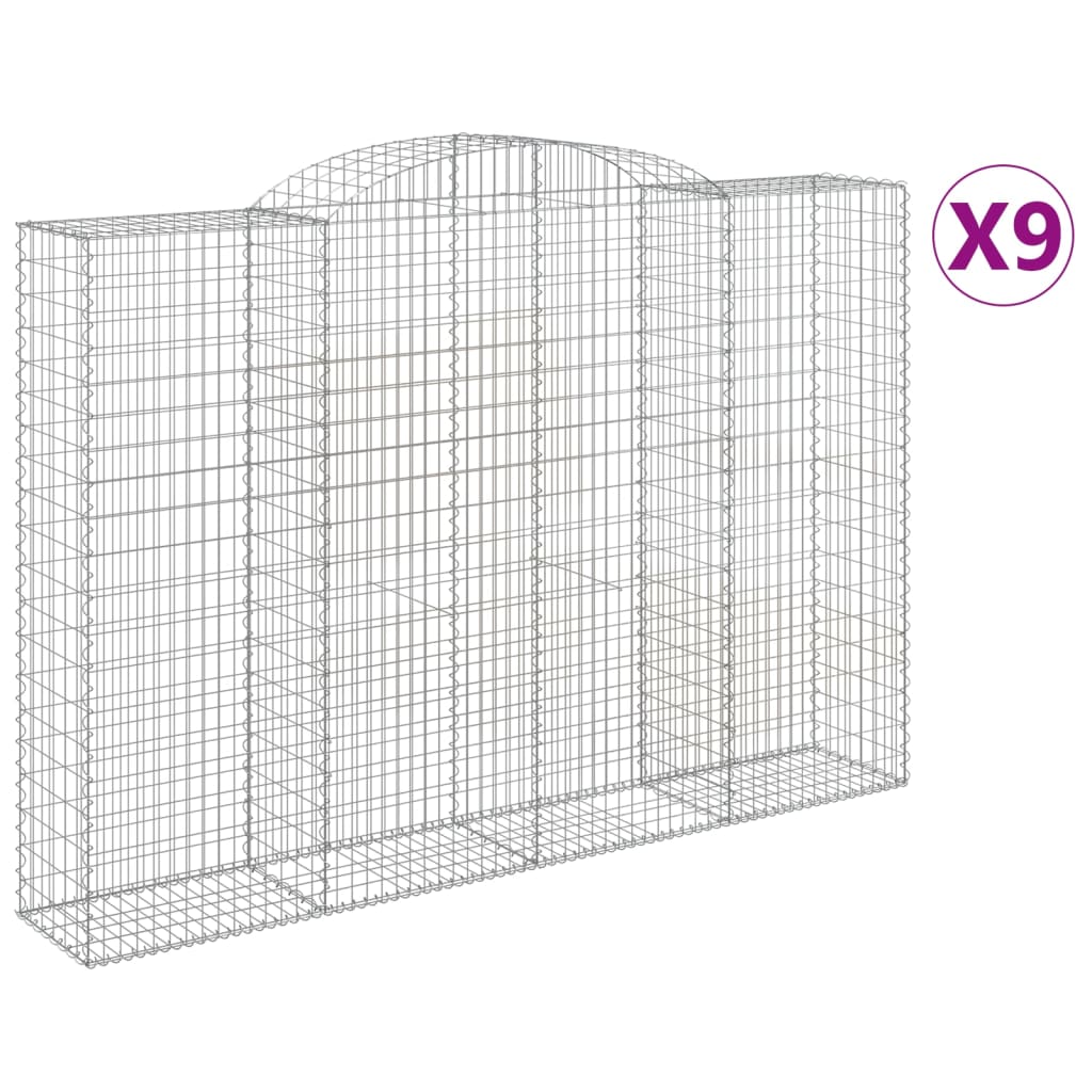 vidaXL 9 db íves horganyzott vas gabion kosár 300x50x200/220 cm